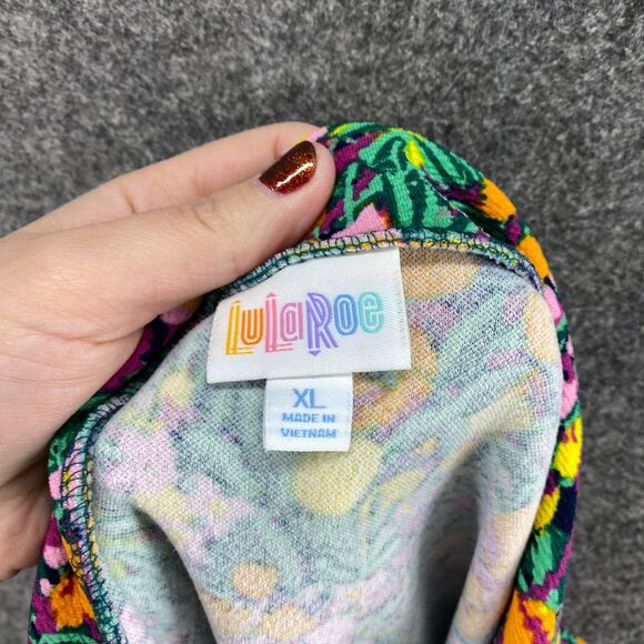 LulaRoe Skirt Women XL Green Floral A-Line Midi Mid Rise Zipper Casual Comfort - Picture 7 of 9